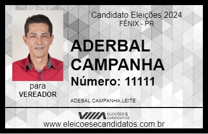 Candidato ADERBAL CAMPANHA 2024 - FÊNIX - Eleições