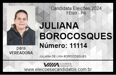 Candidato JULIANA BOROCOSQUES 2024 - FÊNIX - Eleições