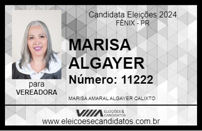 Candidato MARISA ALGAYER 2024 - FÊNIX - Eleições