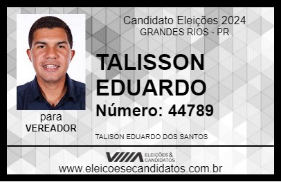 Candidato TALISSON EDUARDO 2024 - GRANDES RIOS - Eleições