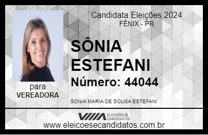 Candidato SÔNIA ESTEFANI 2024 - FÊNIX - Eleições