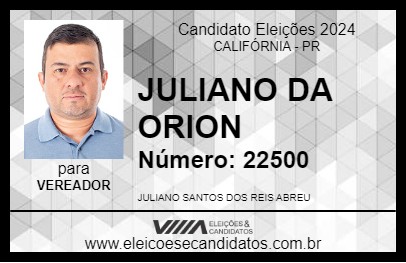 Candidato JULIANO DA ORION 2024 - CALIFÓRNIA - Eleições