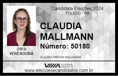 Candidato CLAUDIA MALLMANN 2024 - TOLEDO - Eleições