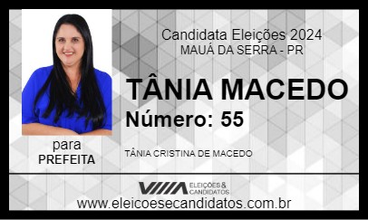 Candidato TÂNIA MACEDO 2024 - MAUÁ DA SERRA - Eleições