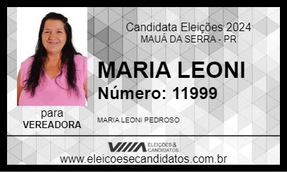 Candidato MARIA LEONI 2024 - MAUÁ DA SERRA - Eleições