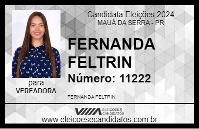 Candidato FERNANDA FELTRIN 2024 - MAUÁ DA SERRA - Eleições