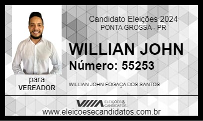 Candidato WILLIAN JOHN 2024 - PONTA GROSSA - Eleições