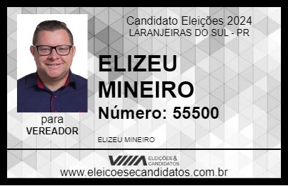 Candidato ELIZEU MINEIRO 2024 - LARANJEIRAS DO SUL - Eleições