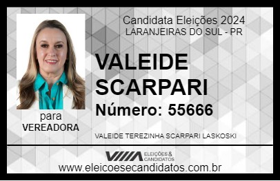 Candidato VALEIDE SCARPARI 2024 - LARANJEIRAS DO SUL - Eleições