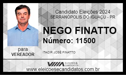 Candidato NEGO FINATTO 2024 - SERRANÓPOLIS DO IGUAÇU - Eleições