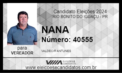 Candidato NANA 2024 - RIO BONITO DO IGUAÇU - Eleições