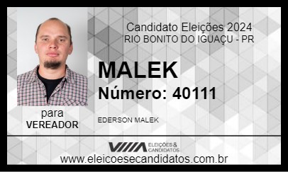 Candidato MALEK 2024 - RIO BONITO DO IGUAÇU - Eleições