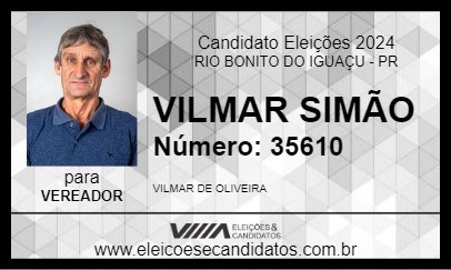 Candidato VILMAR SIMÃO 2024 - RIO BONITO DO IGUAÇU - Eleições