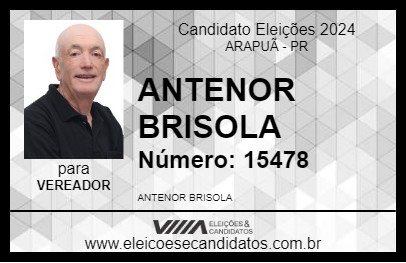 Candidato ANTENOR BRISOLA 2024 - ARAPUÃ - Eleições