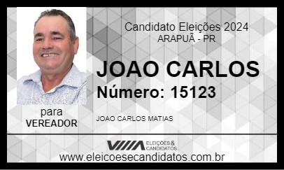 Candidato JOAO CARLOS 2024 - ARAPUÃ - Eleições