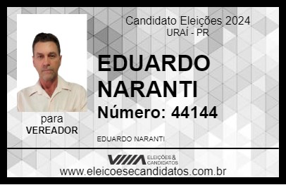 Candidato EDUARDO NARANTI 2024 - URAÍ - Eleições