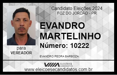 Candidato EVANDRO MARTELINHO 2024 - FOZ DO JORDÃO - Eleições