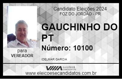 Candidato GAUCHINHO DO PT 2024 - FOZ DO JORDÃO - Eleições