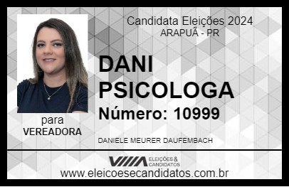 Candidato DANI PSICOLOGA 2024 - ARAPUÃ - Eleições