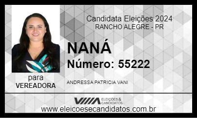 Candidato NANÁ 2024 - RANCHO ALEGRE - Eleições