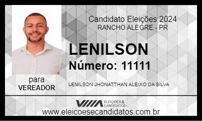 Candidato LENILSON 2024 - RANCHO ALEGRE - Eleições