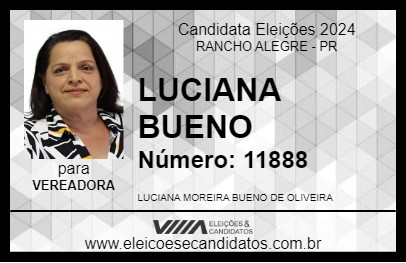 Candidato LUCIANA BUENO 2024 - RANCHO ALEGRE - Eleições