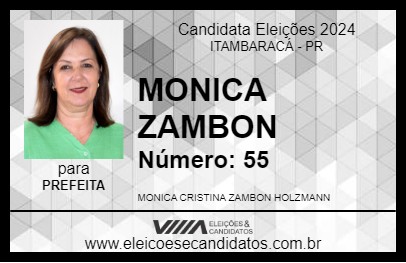 Candidato MONICA ZAMBON 2024 - ITAMBARACÁ - Eleições