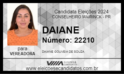 Candidato DAIANE 2024 - CONSELHEIRO MAIRINCK - Eleições