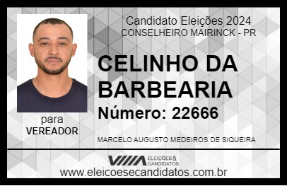 Candidato CELINHO DA BARBEARIA 2024 - CONSELHEIRO MAIRINCK - Eleições