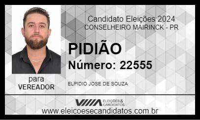 Candidato PIDIÃO 2024 - CONSELHEIRO MAIRINCK - Eleições