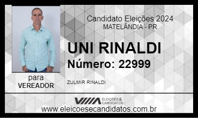 Candidato UNI RINALDI 2024 - MATELÂNDIA - Eleições