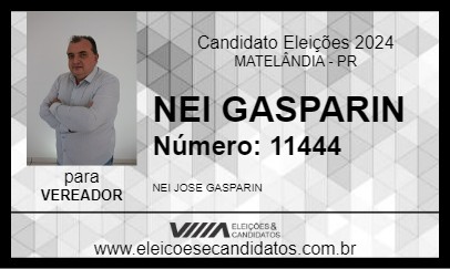 Candidato NEI GASPARIN 2024 - MATELÂNDIA - Eleições