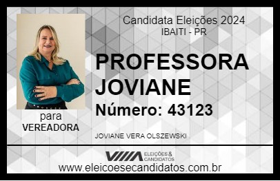 Candidato PROFESSORA JOVIANE 2024 - IBAITI - Eleições