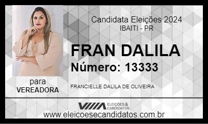 Candidato FRAN DALILA 2024 - IBAITI - Eleições