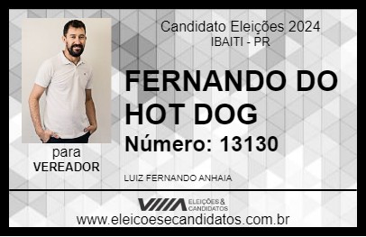 Candidato FERNANDO DO HOT DOG 2024 - IBAITI - Eleições