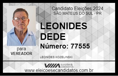 Candidato LEONIDES DEDE 2024 - SÃO MATEUS DO SUL - Eleições