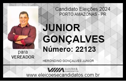 Candidato JUNIOR GONÇALVES 2024 - PORTO AMAZONAS - Eleições