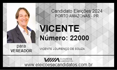 Candidato VICENTE 2024 - PORTO AMAZONAS - Eleições