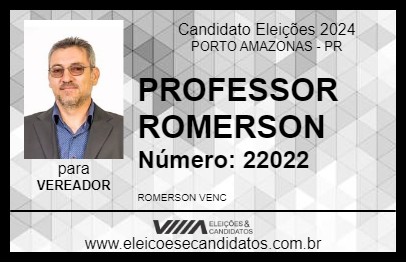 Candidato PROFESSOR ROMERSON 2024 - PORTO AMAZONAS - Eleições