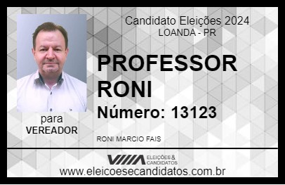 Candidato PROFESSOR RONI 2024 - LOANDA - Eleições