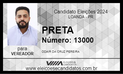 Candidato PRETA 2024 - LOANDA - Eleições