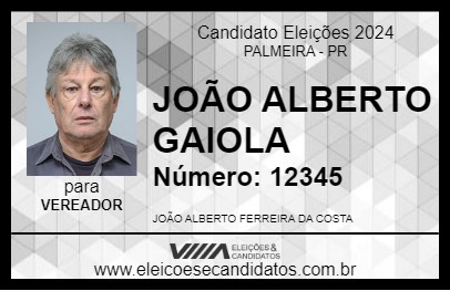 Candidato JOÃO ALBERTO GAIOLA 2024 - PALMEIRA - Eleições