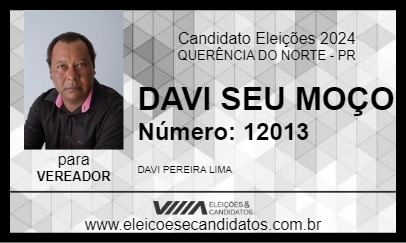 Candidato DAVI SEU MOÇO 2024 - QUERÊNCIA DO NORTE - Eleições