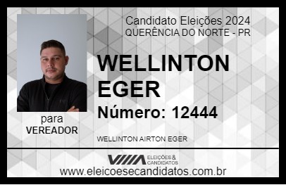 Candidato WELLINTON EGER 2024 - QUERÊNCIA DO NORTE - Eleições