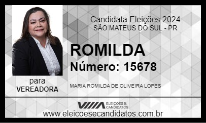 Candidato ROMILDA ASSISTENTE SOCIAL 2024 - SÃO MATEUS DO SUL - Eleições