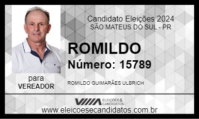 Candidato ROMILDO ULBRICH LUXO 2024 - SÃO MATEUS DO SUL - Eleições