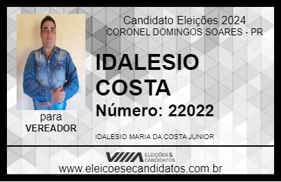 Candidato IDALESIO COSTA 2024 - CORONEL DOMINGOS SOARES - Eleições