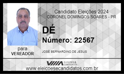 Candidato DÉ 2024 - CORONEL DOMINGOS SOARES - Eleições