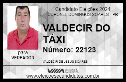 Candidato VALDECIR DO TÁXI 2024 - CORONEL DOMINGOS SOARES - Eleições