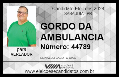 Candidato EDIVALDO CALIXTO DIAS 2024 - SABÁUDIA - Eleições